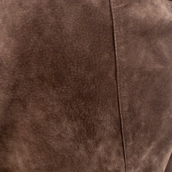 Vintage 90s M Suede Boho Midi Leather Skirt Brown - Picture 7 of 9